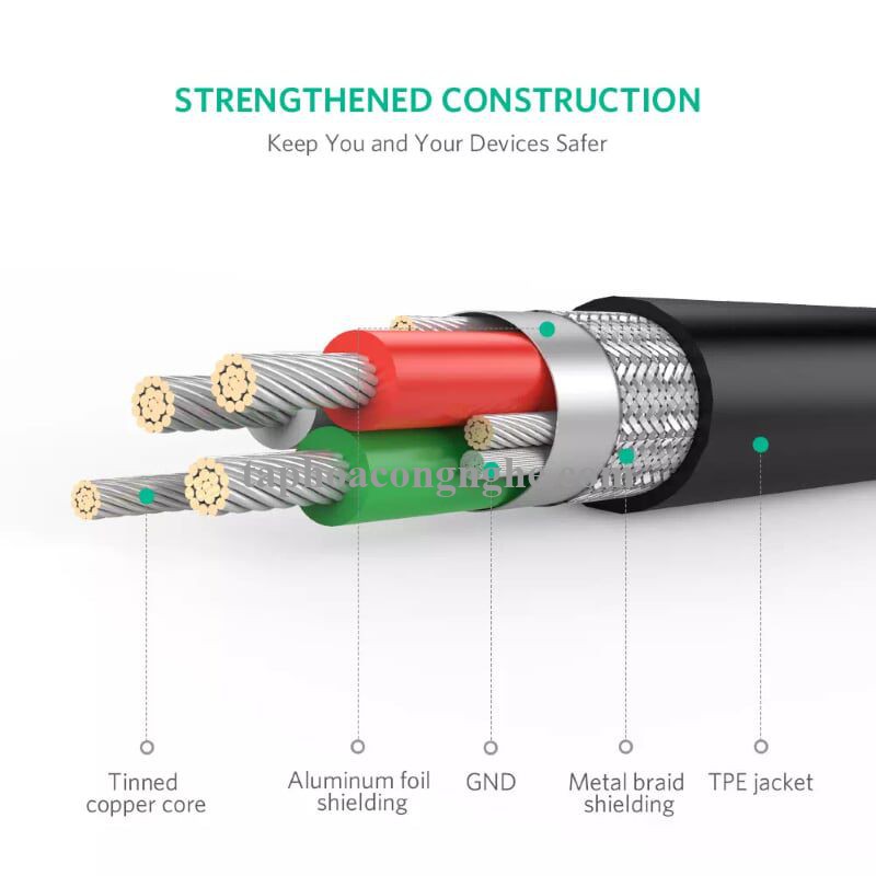 Ugreen 30891 0.5M màu Đen Cáp sạc đa năng USB sang MicroUSB + Lightning US165 30030891